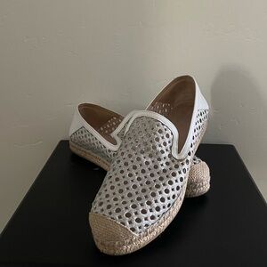 STUART WEITZMAN LEATHER GLITTER JUTE ESPADRILLES , made in Spain